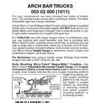 Micro Trains 003 02 000 Archbar Trucks Less Couplers 1 Pair