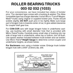 Micro Trains 003 02 032 Roller Bearing Trucks With Medium Extended Couplers 1 Pair