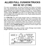 Micro Trains 003 02 121 Freight Car Trucks 1 Pair Allied Full Cushion Truck w/Short Extension Couplers