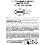 Micro Trains 003 12 001 33" Standard Wheelsets (Nonmagnetic) Brown Axles Pkg(48)