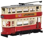 Oxford NTR008 N Dick Kerr Double-Deck Trolley Assembled London Transport Red Cream