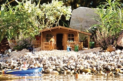 Pola 331050 G Log Cabin-Style Garden Shed Kit Plastic