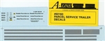 A Line 50160 HO Decals For 28' Parcel Trailers Parcel Service