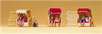 Preiser 10427 HO Recreation & Sports 3 Beach Huts w/Figures