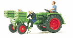 Preiser 17935 HO Farm Equipment Tractor w/Potato Planter & 3 Figures