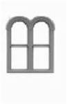 Tichy 2521 N Double Round Top Windows Pkg 6 52" x 72" Scale; Fits .37 x .45" Opening 