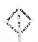 Tichy 8179 HO Railroad Crossing Warning Sign Pkg 10 Early Diamond Style Look Out for the Cars Lettering