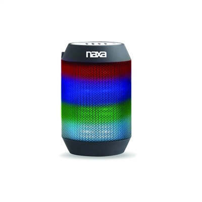 Naxa NAS-3075 Vibe Mini Rechargeable Bluetooth Speaker w/AUX-In/Built-In Mic/Multicolor Effects