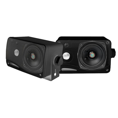 PYLE PLMR24B 3.5'' 200 Watt 3-Way Weather Proof Mini Box Speaker System (Black)