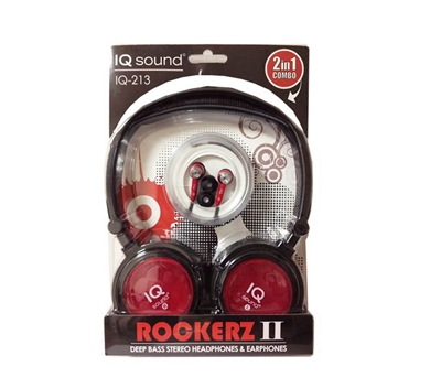 SuperSonic IQ-213 2 in 1 Deep Bass Stereo Headphones & Earphones - RED