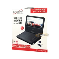 Supersonic SC-178DVD Portable DVD Player w/ 7" LCD Screen/Remote/USB/SD-IN