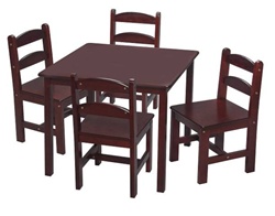 Gift Mark Square Table with 4 Chairs in Cherry