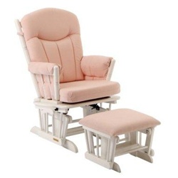 Shermag Chanderic Glider Rocker and Ottoman in Pink Gingham 37908