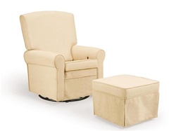 Shermag Square Back Upholstered Glider Rocker Chair in Oyster