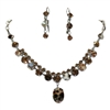 Swarovski Crystals/Tiger Shell Necklace+Earrings Set