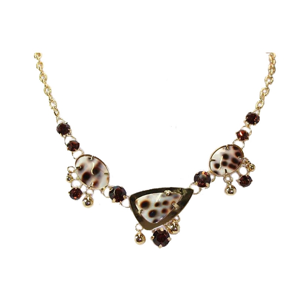 Swarovski Crystals/Tiger Shell Necklace