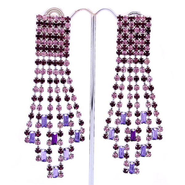 Extravagant Mozaic Clip-On Earrings with Violet Swarovski Crystals