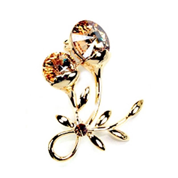 Brown Swarovski Crystals Cherries Brooch