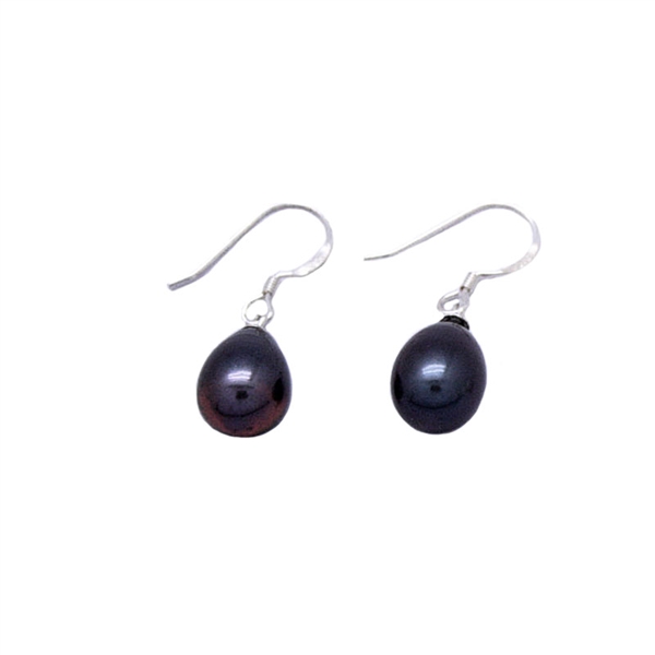 Grey Teardrop Freshwater Pearl Earrings 925 Sterling Silver