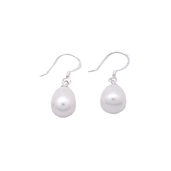 White Teardrop Freshwater Pearl Earrings 925 Sterling Silver