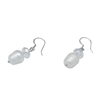 White Fancy Teardrop Cubic Zirconia Freshwater Pearl Earrings 925 Sterling Silver