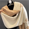 Designer Diamond Camellia Pashmina Wrap Reversible