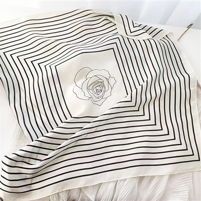 Camellia Stripes Silk Scarf