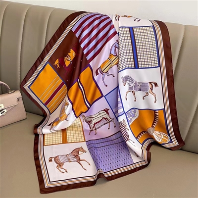 Horse Checker Silk Scarf