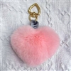 Love Heart Rex Rabbit Fur Key Holder Candy Pink
