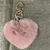 Love Heart Rex Rabbit Fur Key Holder Blush