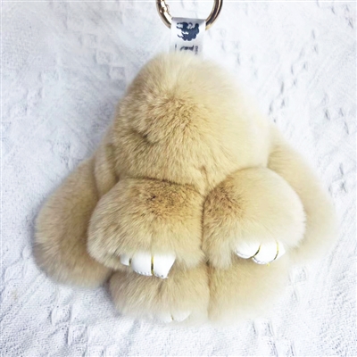 Rex Rabbit Fur Bunny Key Holder Beige