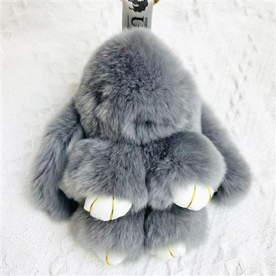 Rex Rabbit Fur Bunny Key Holder Dark Grey