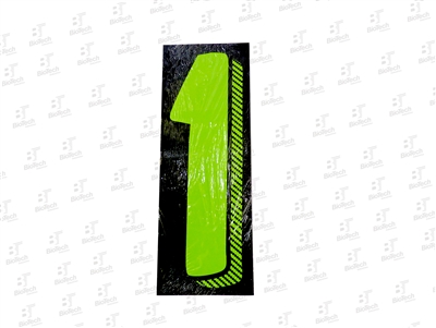 7.5â€ Number Stickers Green/Black -1 Dozen Pack