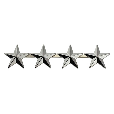 Silver Finish 4 Star Metal Rank Insignia - 4488N