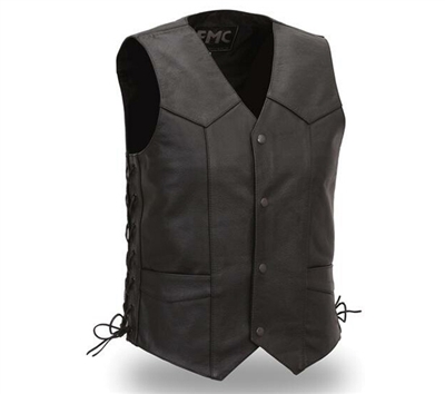 Side Lace Classic Leather Vest - FMM602BM