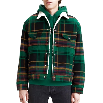 Levis Plaid Evergreen Sherpa Trucker Jacket A5015-0000