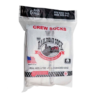 Railroad Socks Solid White Crew Socks - 6070