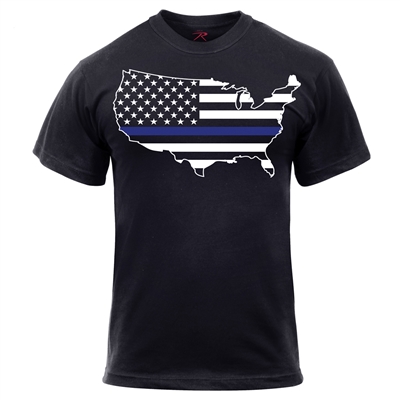 Rothco Thin Blue Line America Map T-Shirt 1851