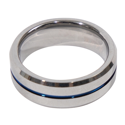 Rothco Silver Tungsten Carbide Thin Blue Line Ring 19992