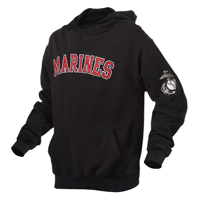 Rothco Embroidered Black Marines Pullover Hoodie 2043