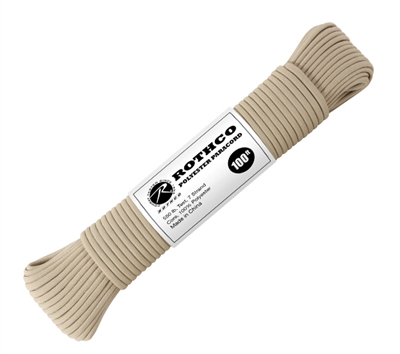 Rothco Tan 100 Foot Polyester Paracord - 30801