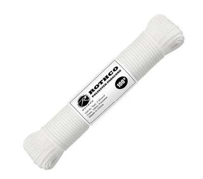 Rothco White 100 Foot Polyester Paracord - 30811
