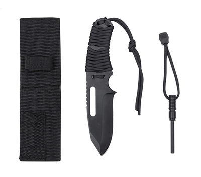 Rothco Black Paracord Knife With Fire Starter - 36742