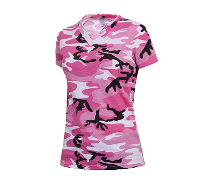 Rothco Women Pink Camo V-Neck T-Shirt 5654