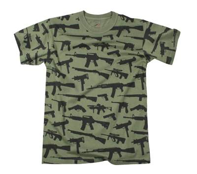 Rothco Olive Drab Multi Print Guns T-Shirt - 66360