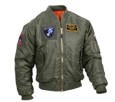 Rothco Sage Green MA-1 Flight Jacket with Patches 7240