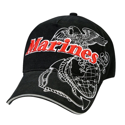 Rothco Black Marines Globe And Anchor Cap  - 9794