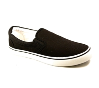 Zig-Zag Black Canvas Slip On - 7234