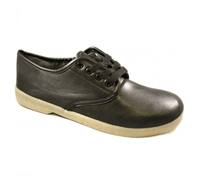 Zig-Zag Black Leather Oxford Shoes - 7265