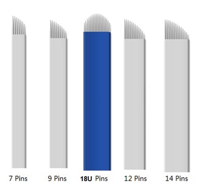 Gamma Ray Microblading Eyebrows Needles "50pcs COMBO PACK"- including 7, 9, 12, 14 & 18U Pins
